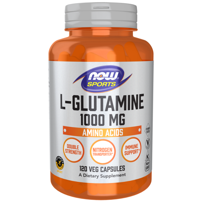 NOW Foods L-Glutamine, Double Strength 1000 mg - 120 Veg Capsules