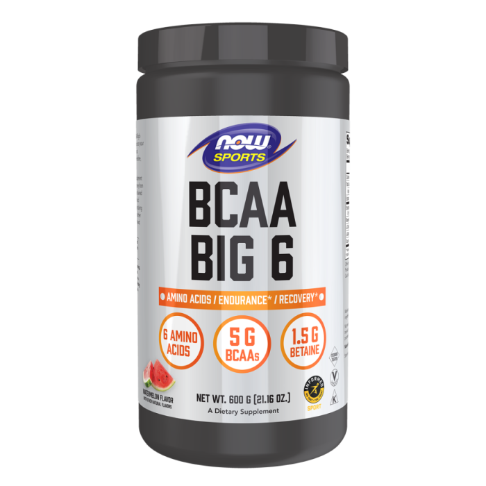 NOW Foods BCAA Big 6 Powder, Watermelon Flavor - 600 g