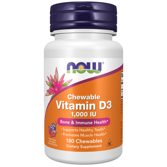 NOW Foods Vitamin D3 1000 IU - 180 Chewables