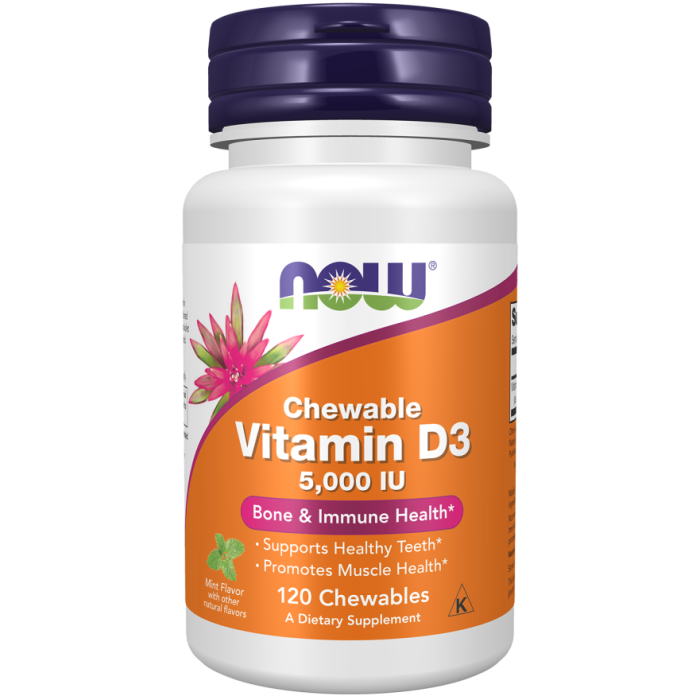 NOW Foods Vitamin D3 5000 IU - 120 Chewables