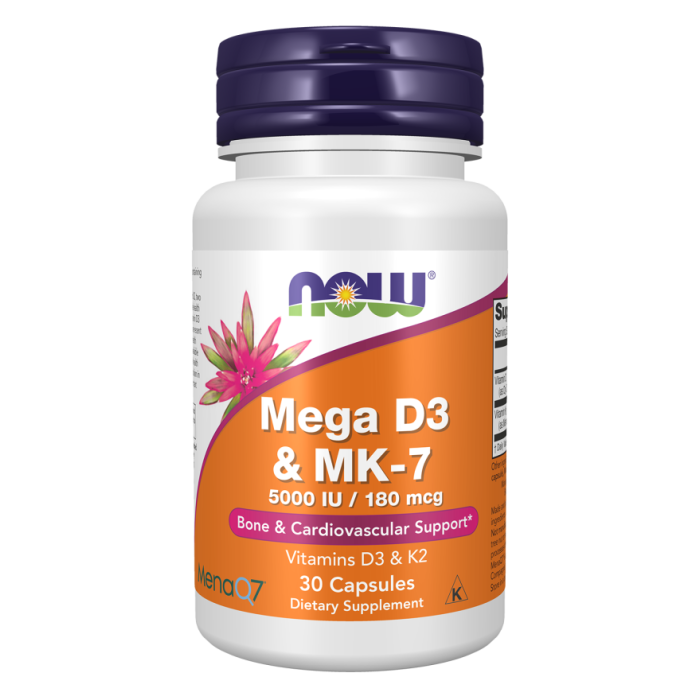 NOW Foods Mega D3 & MK-7 - 30 Capsules