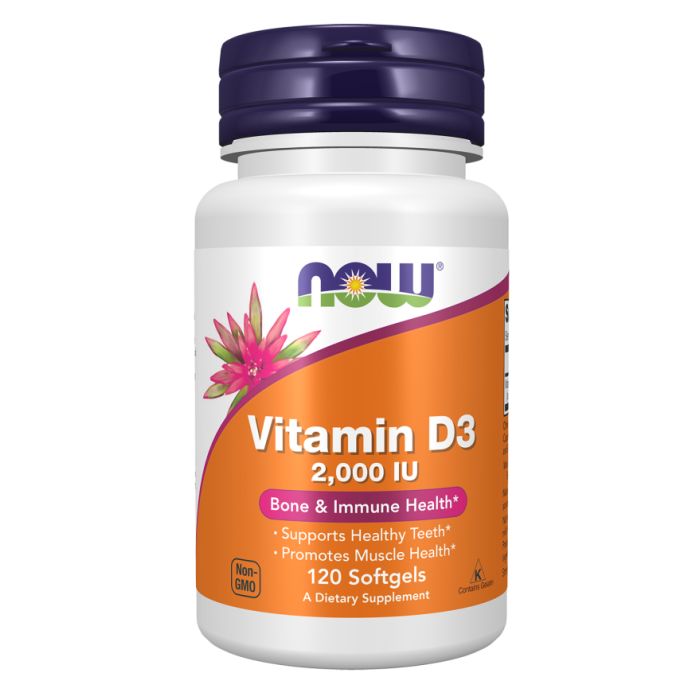 NOW Foods Vitamin D3 2000 IU - 120 Softgels
