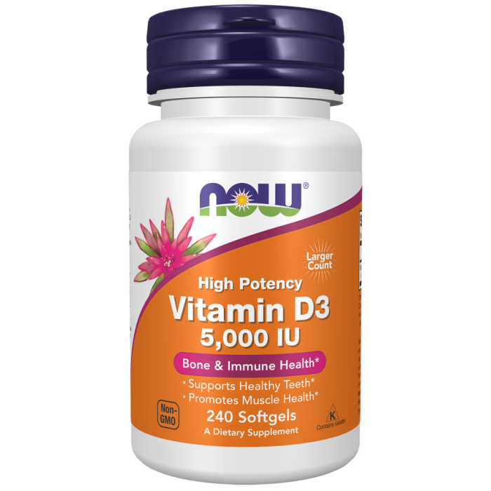 NOW Foods Vitamin D3 5000 IU - 240 Softgels