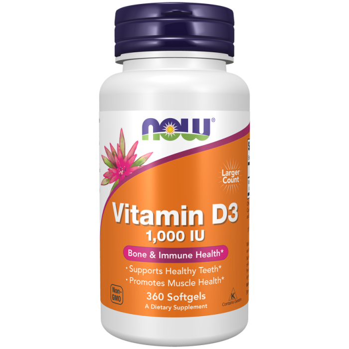 NOW Foods Vitamin D3 1000 IU - 360 Softgels