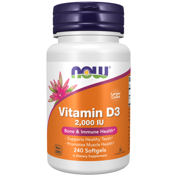 NOW Foods Vitamin D3 2000 IU - 240 Softgels