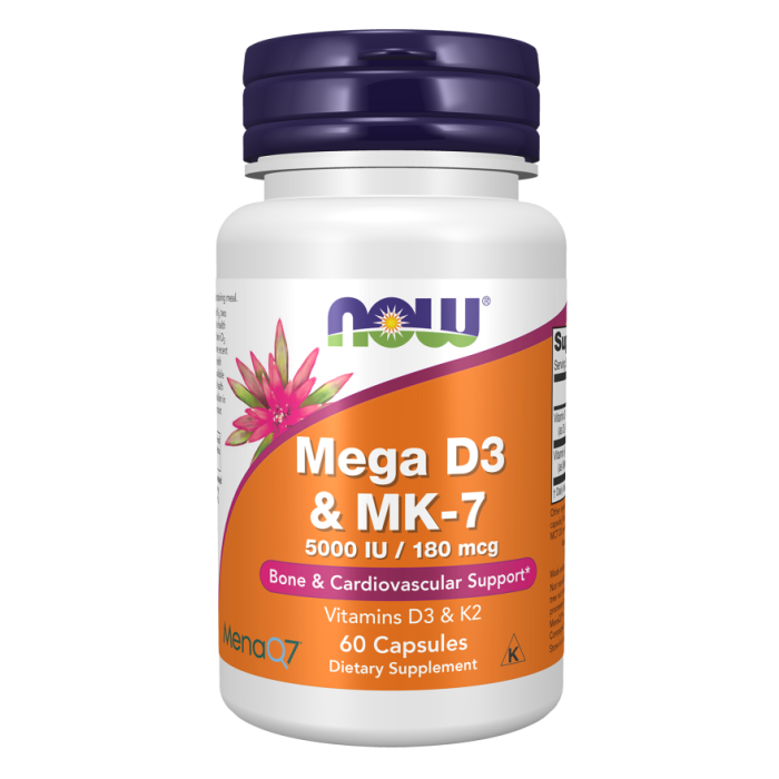 NOW Foods Mega D3 & MK-7 - 60 Capsules