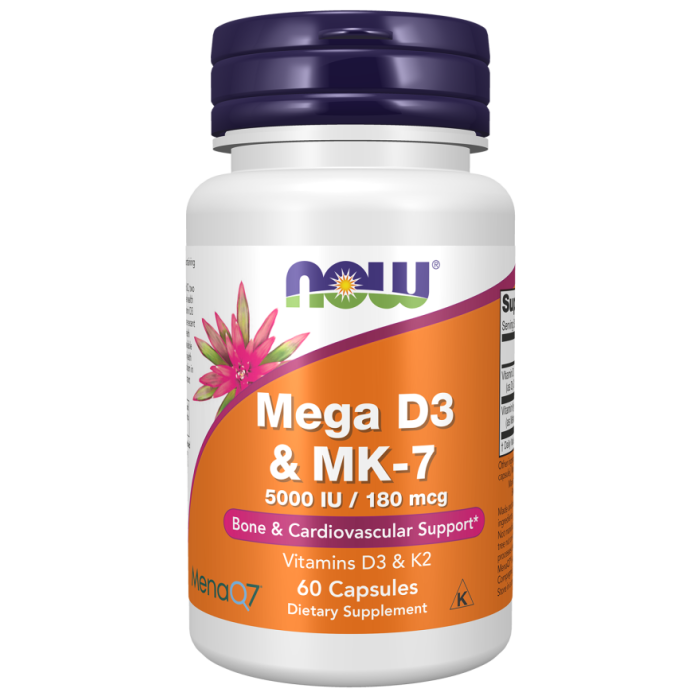 NOW Foods Mega D3 & MK-7 - 60 Capsules