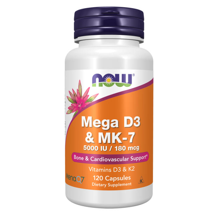 NOW Foods Mega D3 & MK-7 - 120 Capsules