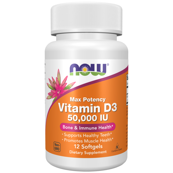 NOW Foods Vitamin D3 50,000 IU - 12 Softgels