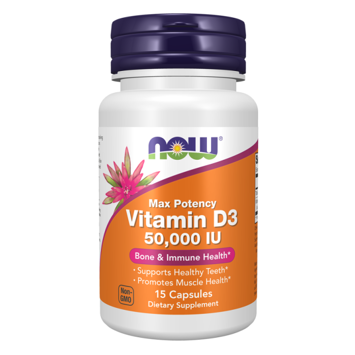 NOW Foods Vitamin D3 50,000 IU - 15 Capsules