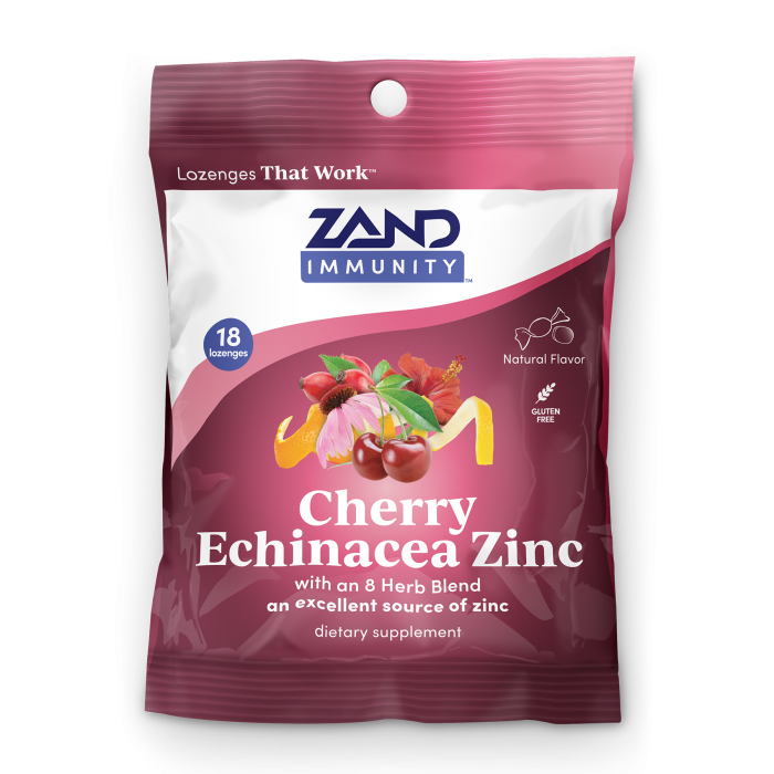 Zand Immunity Cherry Echinacea Zinc, 18 Lozenges - Front view