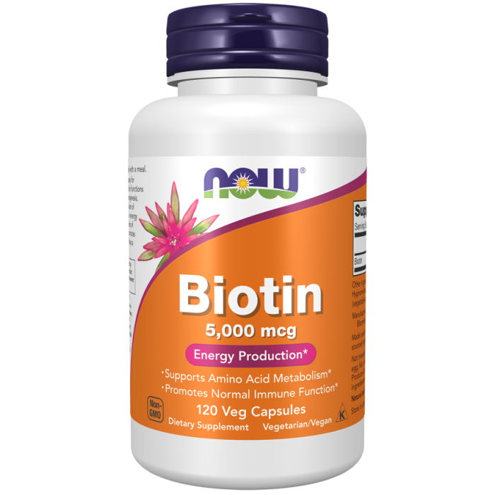 NOW Foods Biotin 5,000 mcg - 120 Veg Capsules