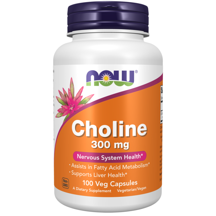 NOW Foods Choline 300 mg - 100 Veg Capsules
