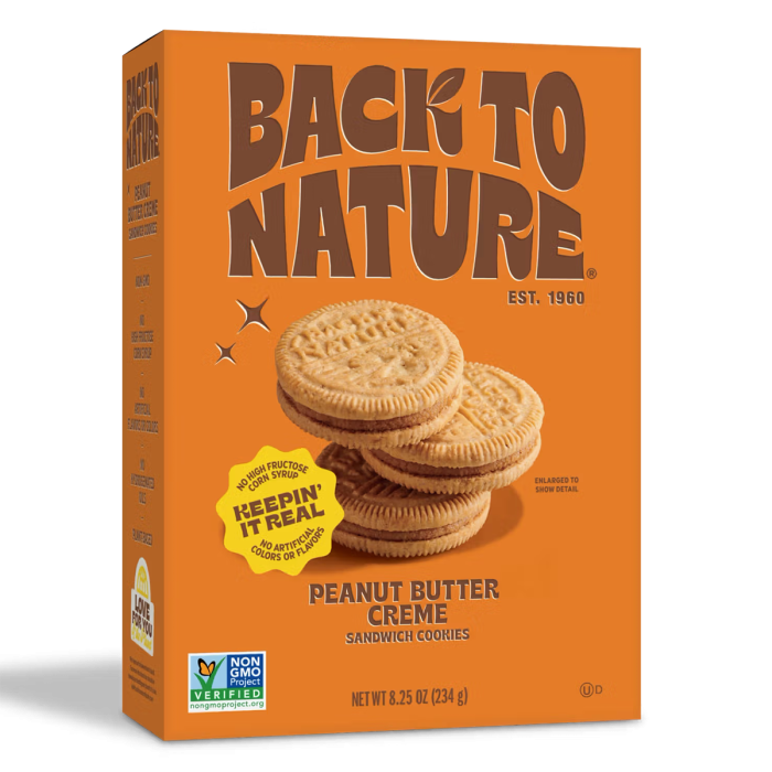 Back To Nature Peanut Butter Creme Cookies - Front view