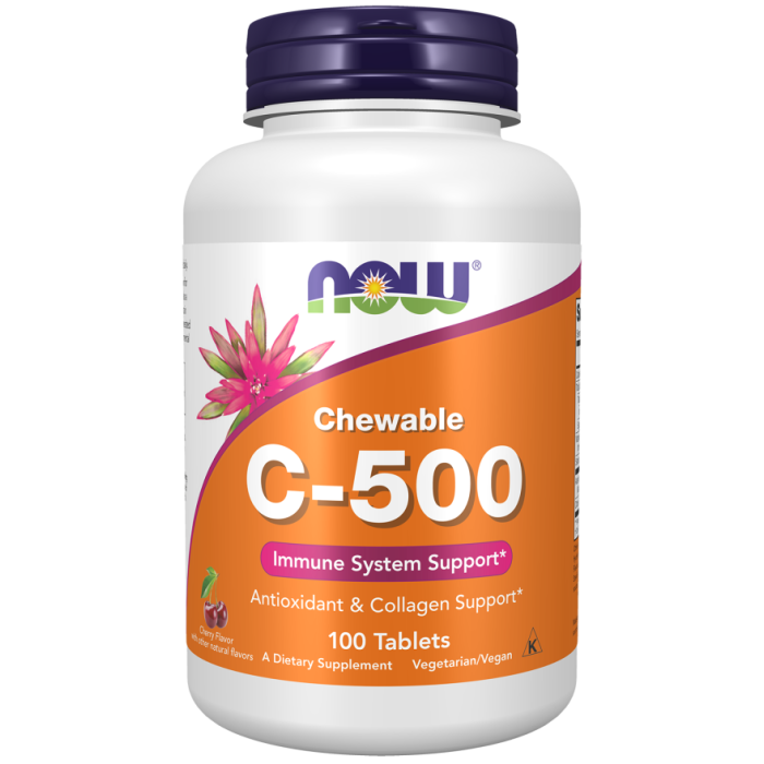 NOW Foods Vitamin C-500 Cherry Chewable - 100 Tablets