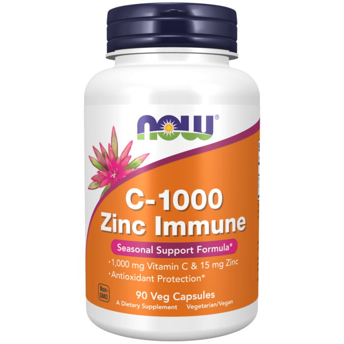 NOW Foods C-1000 Zinc Immune - 90 Veg Capsules