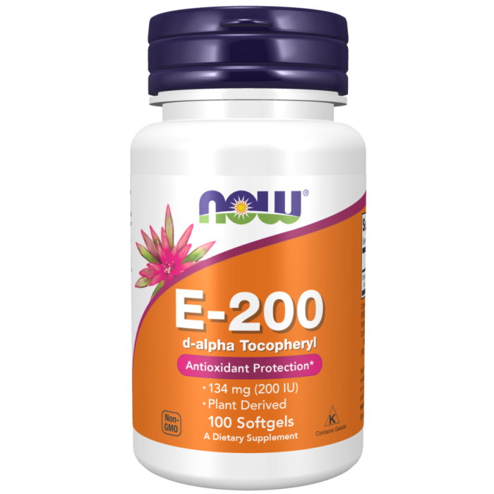 NOW Foods Vitamin E-200 D-Alpha Tocopheryl - 100 Softgels