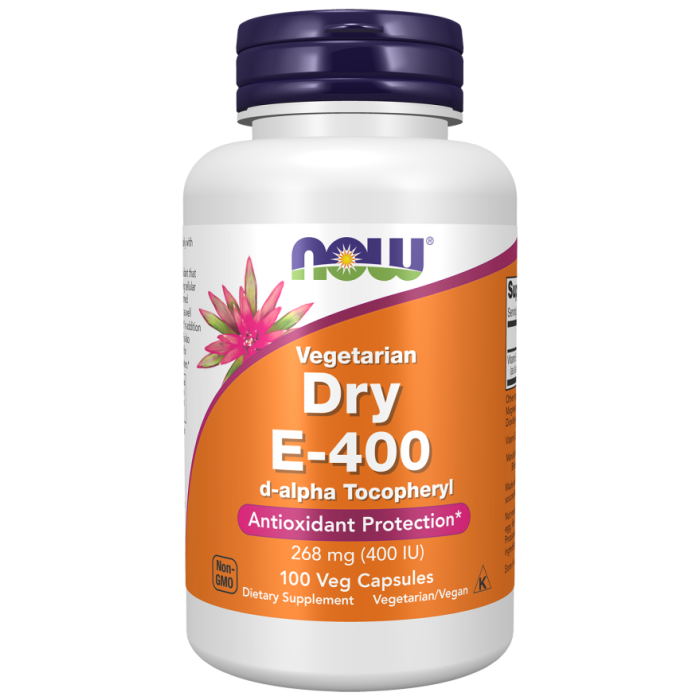 NOW Foods Vitamin E-400 Vegetarian Dry - 100 Veg Capsules