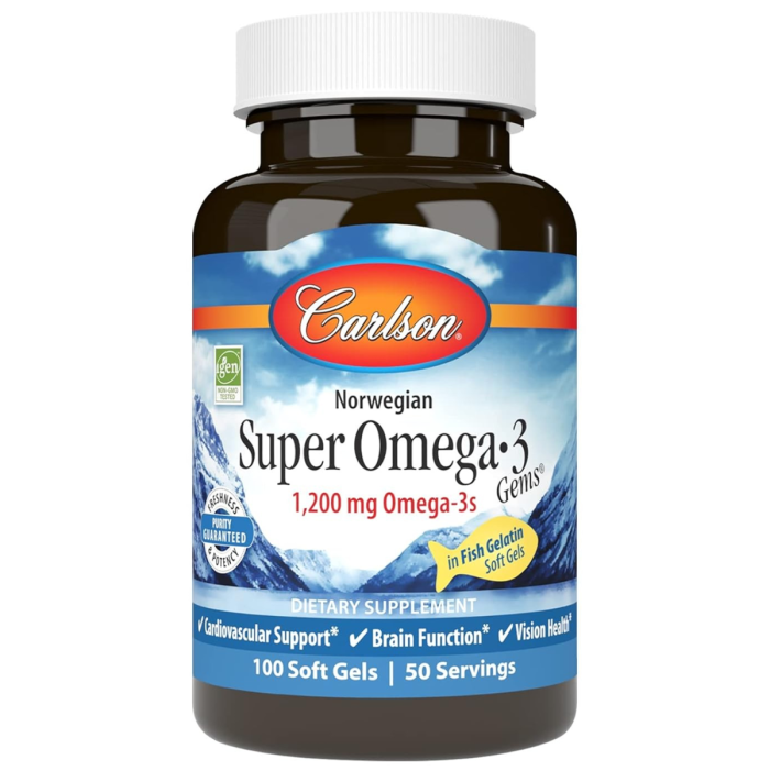 Carlson Super Omega-3 Gems, 1200 mg - Front view