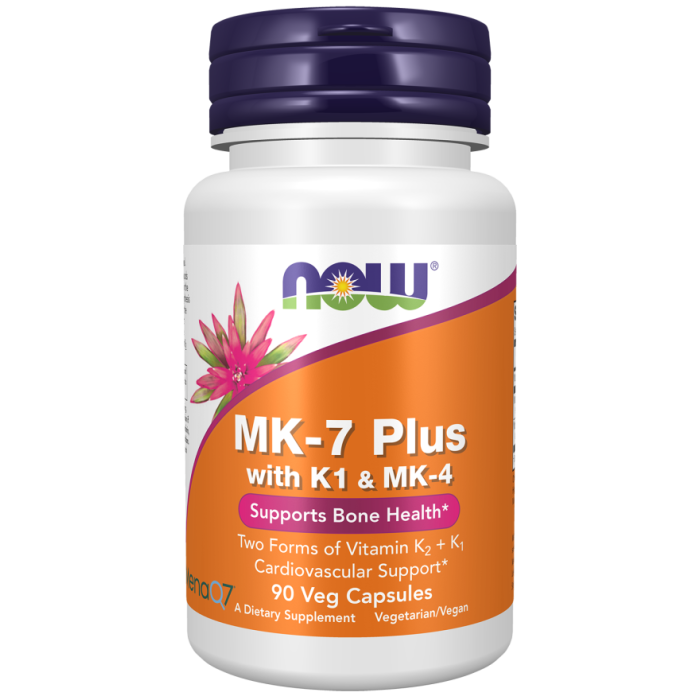 NOW Foods MK-7 Plus with K1 & MK-4 - 90 Veg Capsules