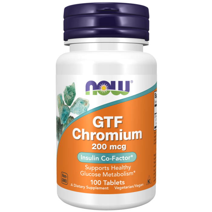 NOW Foods GTF Chromium 200 mcg Yeast Free - 100 Tablets