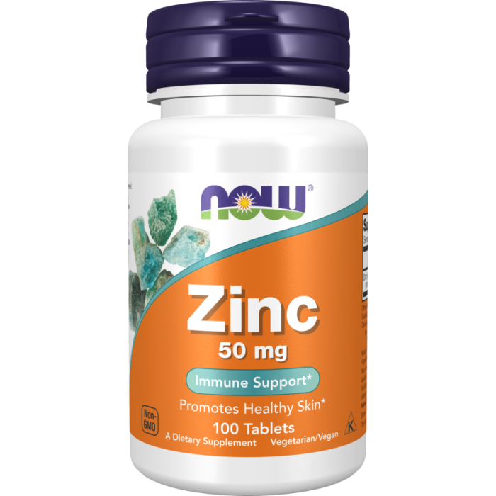 NOW Foods Zinc 50 mg - 100 Tablets