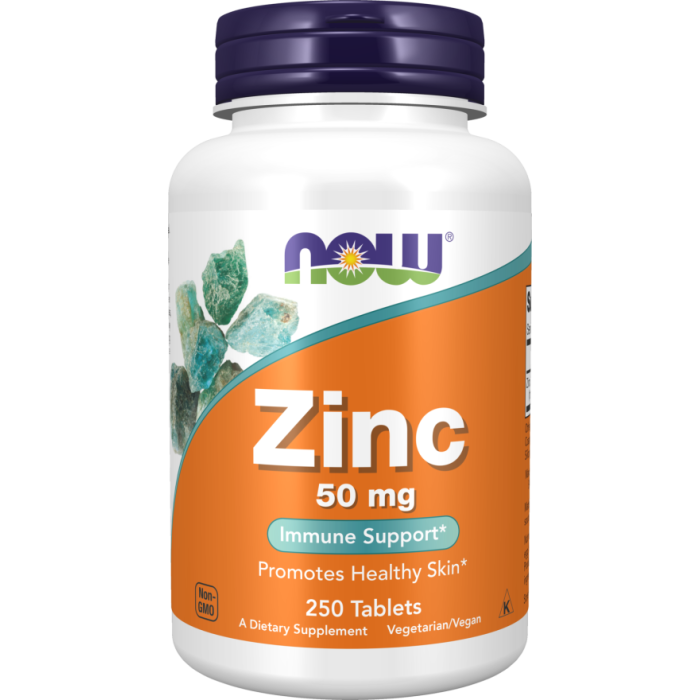 NOW Foods Zinc 50 mg - 250 Tablets