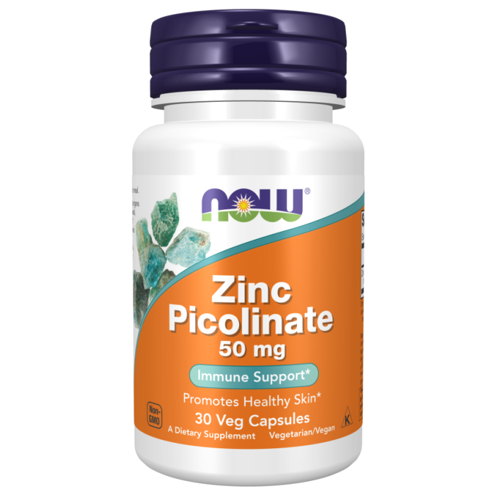 NOW Foods Zinc Picolinate 50 mg - 30 Veg Capsules