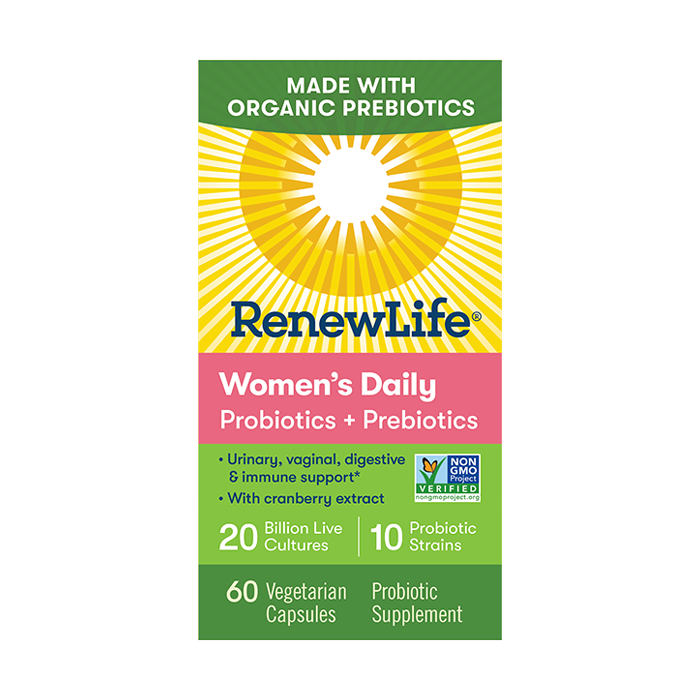 Renew Life Women's Daily Probiotics + Organic Prebiotics, 60 Capsules