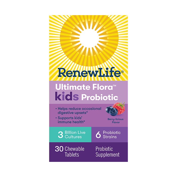 Renew Life Ultimate Flora Kids Probiotic, 3 Billion, 30 Chewable Tablets