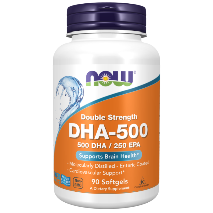 NOW Foods DHA-500 Fish Oil, Double Strength - 90 Softgels