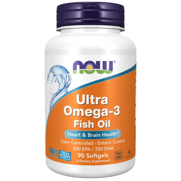 NOW Foods Ultra Omega-3 Fish Oil (Bovine Gelatin) - 90 Softgels