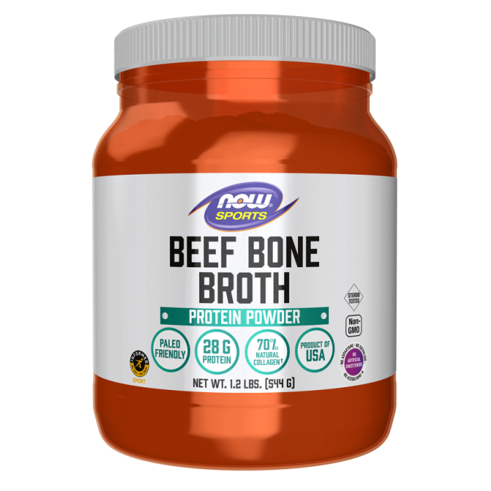 NOW Foods Bone Broth, Beef Powder - 1.2 Lbs.