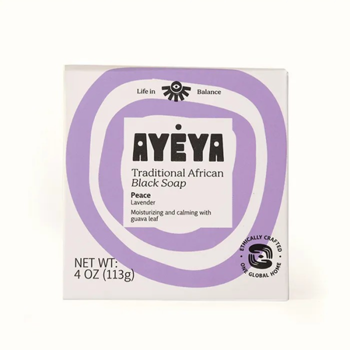 Ayeya Traditional African Black Soap Bar Peace - Front view