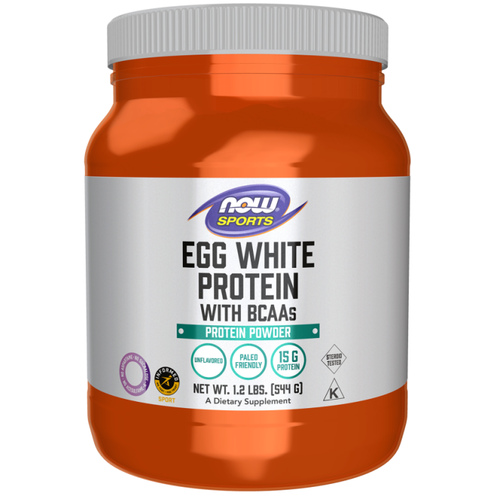 NOW Foods Egg White Protein, Unflavored Powder - 1.2 lb.