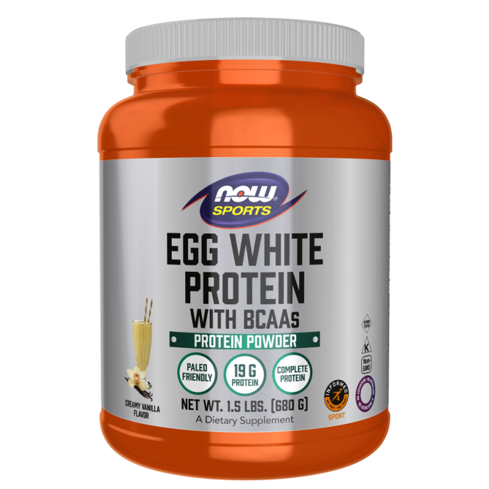 NOW Foods Egg White Protein, Creamy Vanilla Powder - 1.5 lbs.