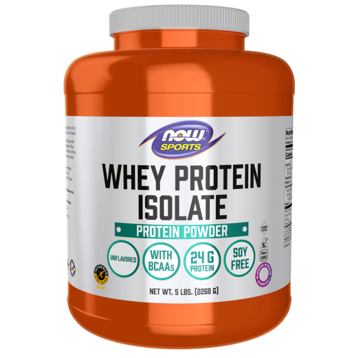 NOW Foods Whey Protein Isolate, Unflavored Powder - 5 lbs.