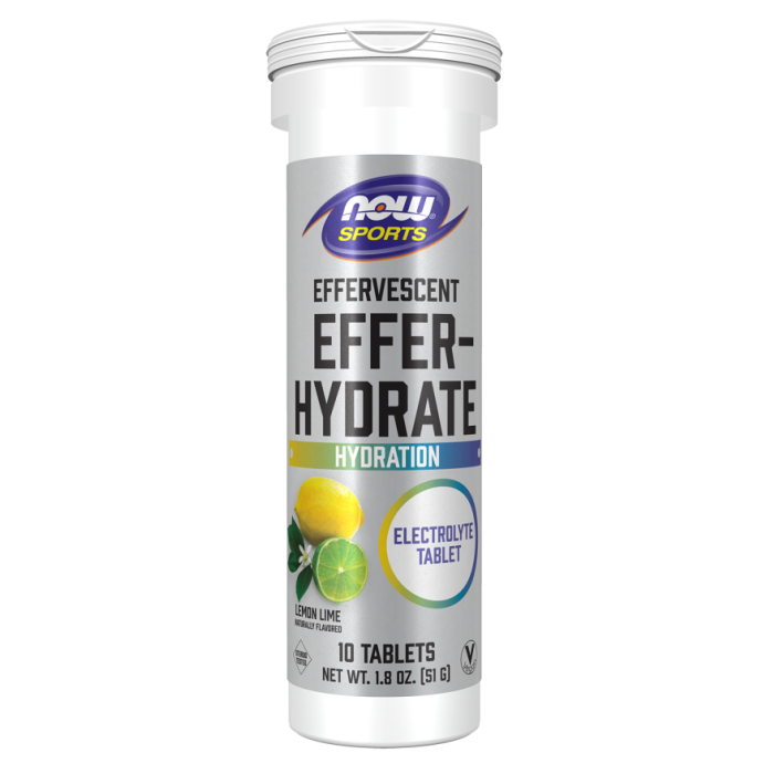 NOW Foods Effer-Hydrate Effervescent Lemon Lime - 10 Tablets/Tube