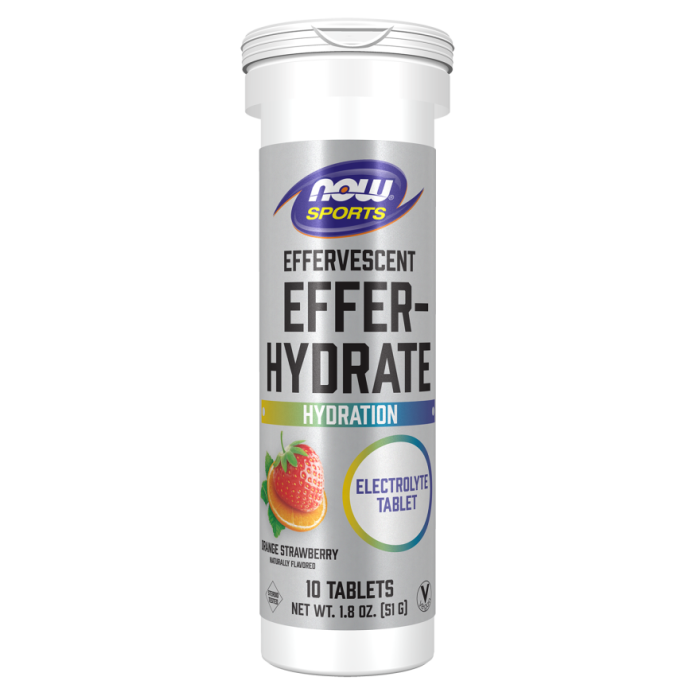 NOW Foods Effer-Hydrate Effervescent Orange Strawberry - 10 Tablets/Tube