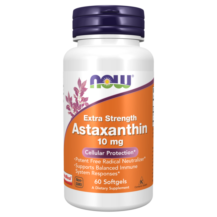 NOW Foods Astaxanthin, Extra Strength 10 mg - 60 Softgels
