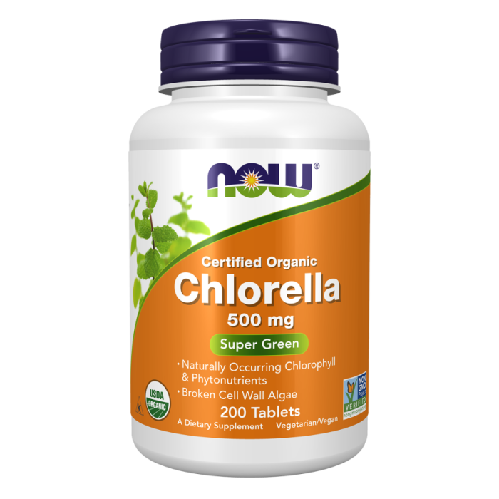 NOW Foods Chlorella 500 mg, Organic - 200 Tablets