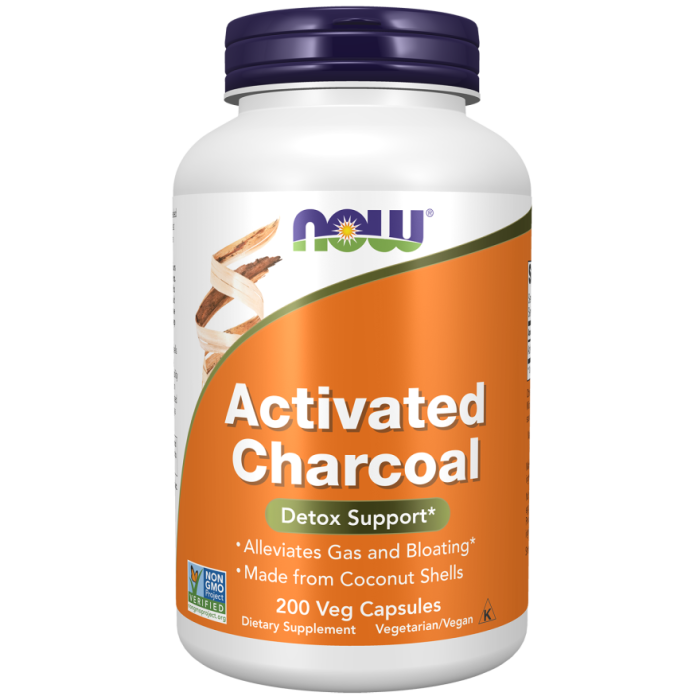 NOW Foods Activated Charcoal 200 Veg Capsules