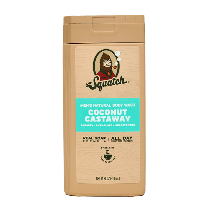 Dr. Squatch Men's Natural Body Wash Coconut Castaway - Front view