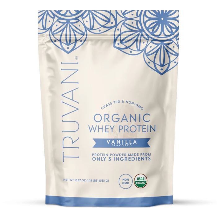 Truvani Organic Whey Protein Powder Vanilla - Front view