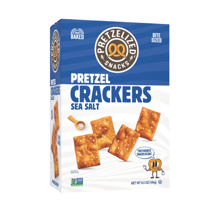 Pretzelized Snacks Crackers Pretzel Sea Salt - Front view