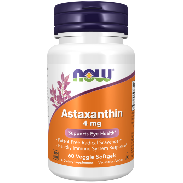 NOW Foods Astaxanthin 4 mg - 60 Veggie Softgels