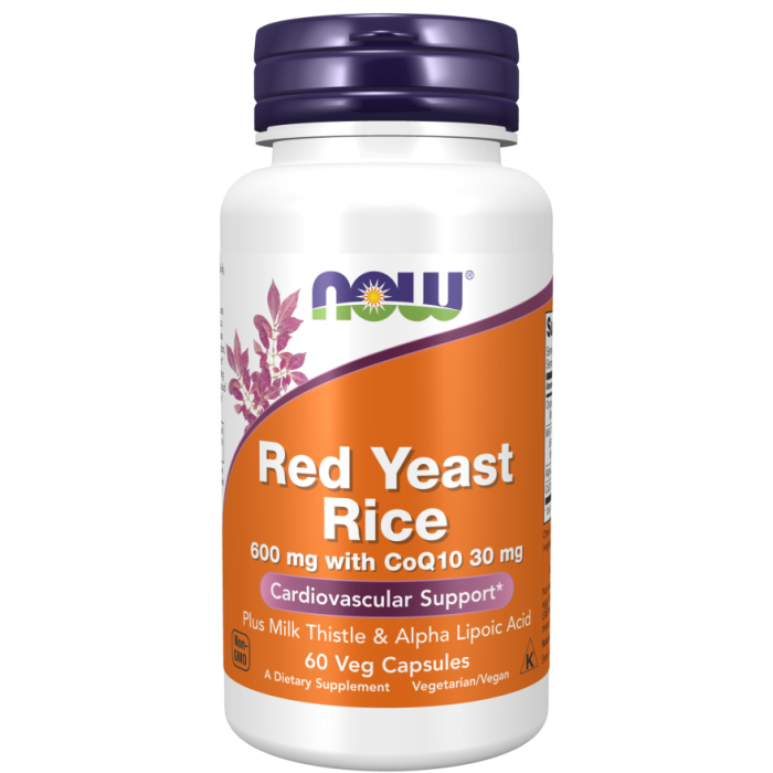 NOW Foods Red Yeast Rice 600 mg with CoQ10 30 mg - 60 Veg Capsules