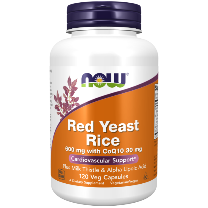 NOW Foods Red Yeast Rice 600 mg with CoQ10 30 mg - 120 Veg Capsules