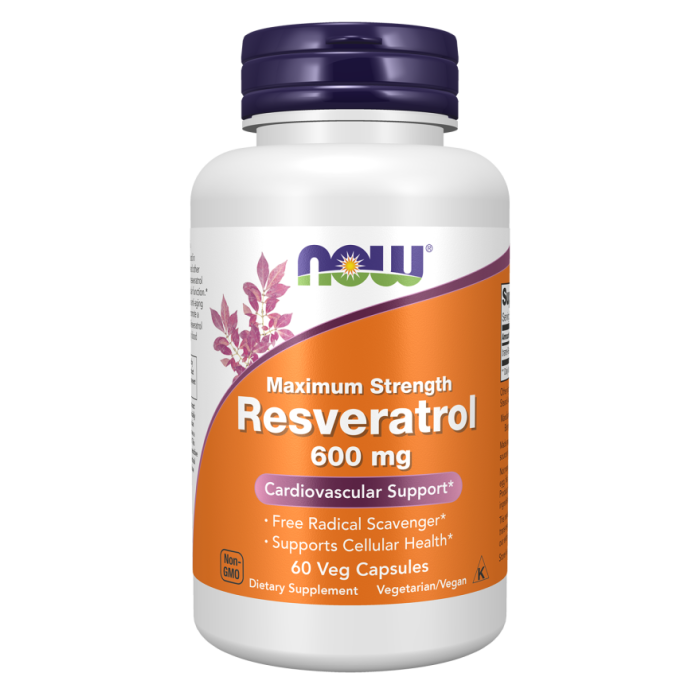 NOW Foods Resveratrol, Maximum Strength 600 mg - 60 Veg Capsules