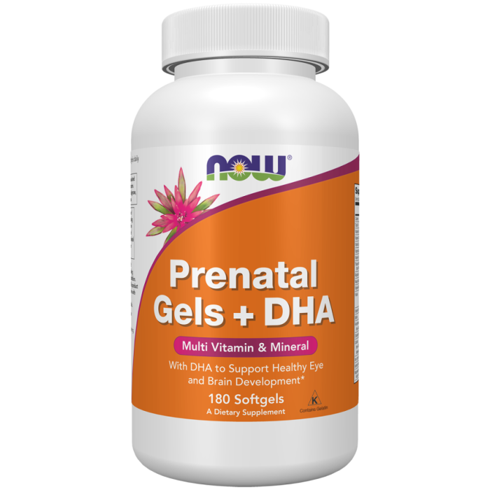 NOW Foods Prenatal Gels + DHA - 180 Softgels